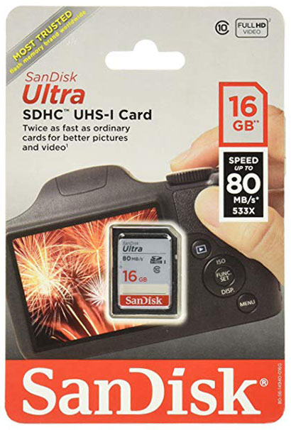 Sandisk SD Card 16Gb 80mb/s