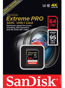 Sandisk Extreme Pro SD Card 64Gb 95mb/s