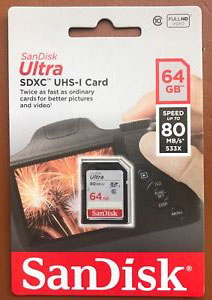 Sandisk Ultra SD Card 64Gb 80mb/s
