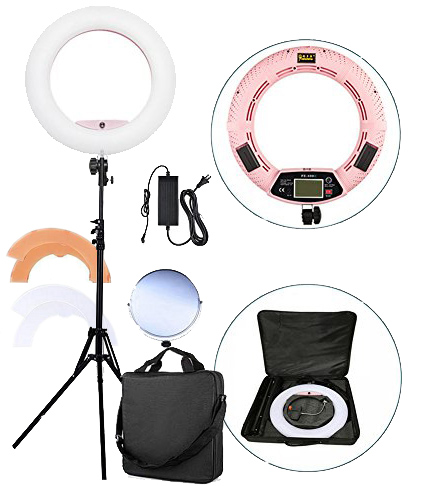 studio ringlight with battery space and mirror